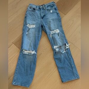 Hollister Blue Distressed Straight Leg Jeans